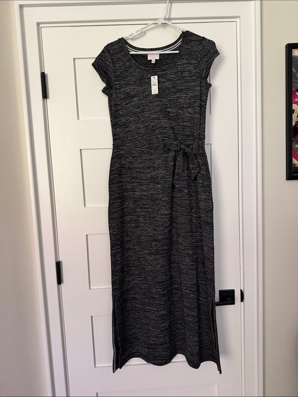 Talbots Gray Heather Tie-Waist Maxi Dress